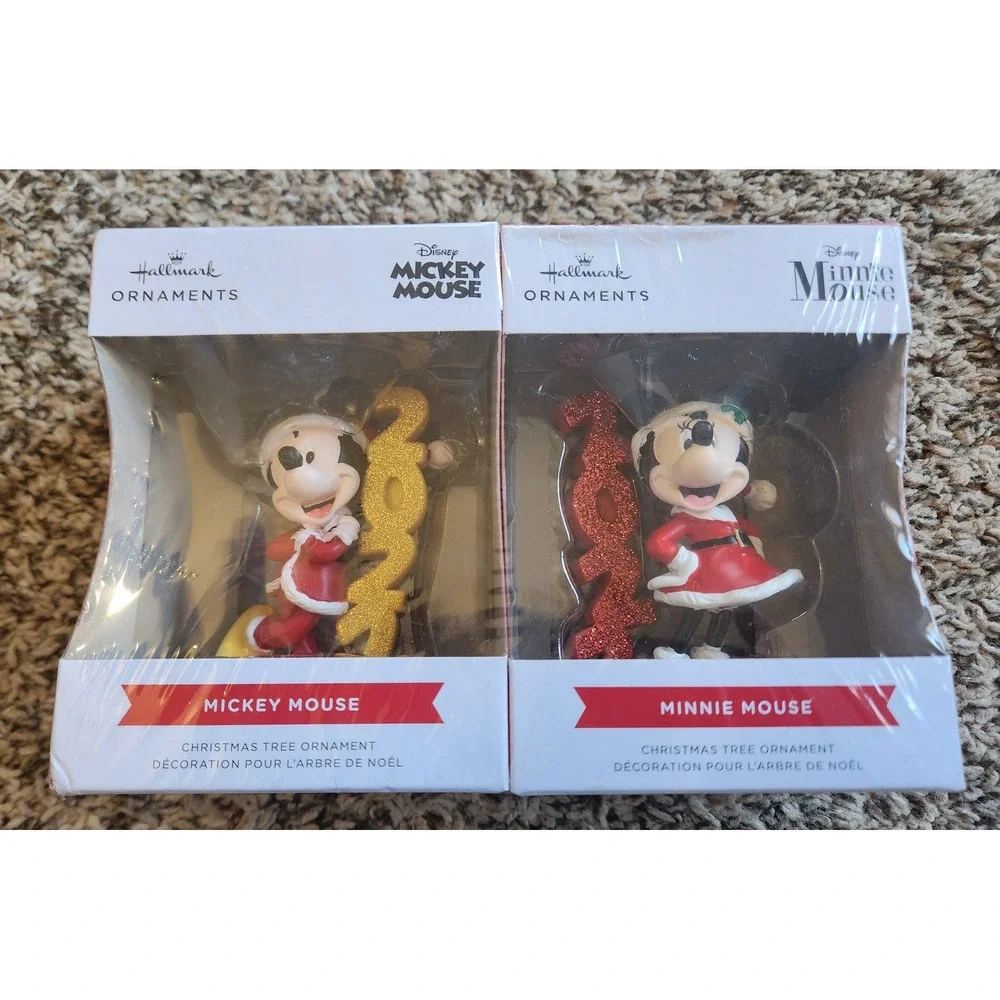 Hallmark Disney Mickey Minnie Mouse 2022 Christmas Ornament Set New Box Sealed‎